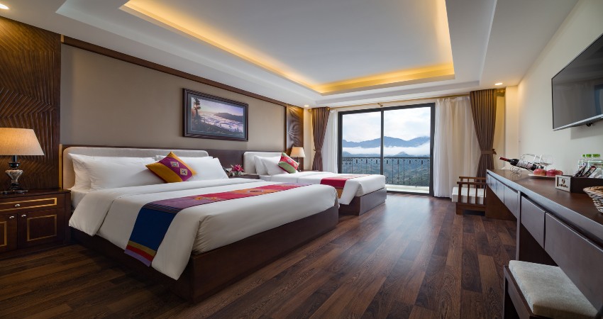 Phòng ngủ tại khách sạn The View Sapa
